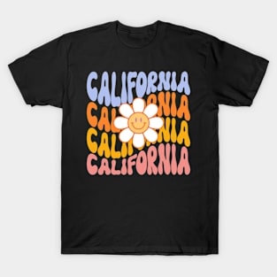 California Groovy Smiley Daisy Travel Wanderlust T-Shirt